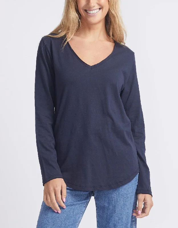 Original V-Neck Long Sleeve T-Shirt - Navy