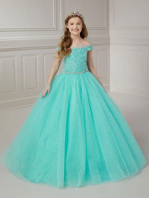 Tiffany Princess 13722 Girls Pageant Dress Beaded Off The Shoulder Tulle A Line Ballgown