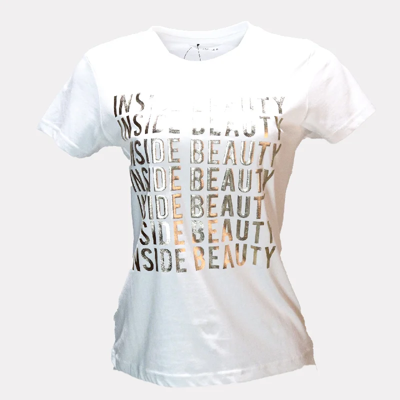 White Beauty Foil Printed T Shirt