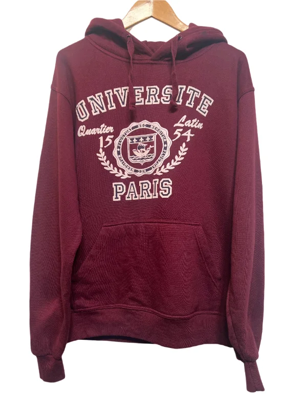 University Of Paris Mens Burgundy Hoodie (Size XL)