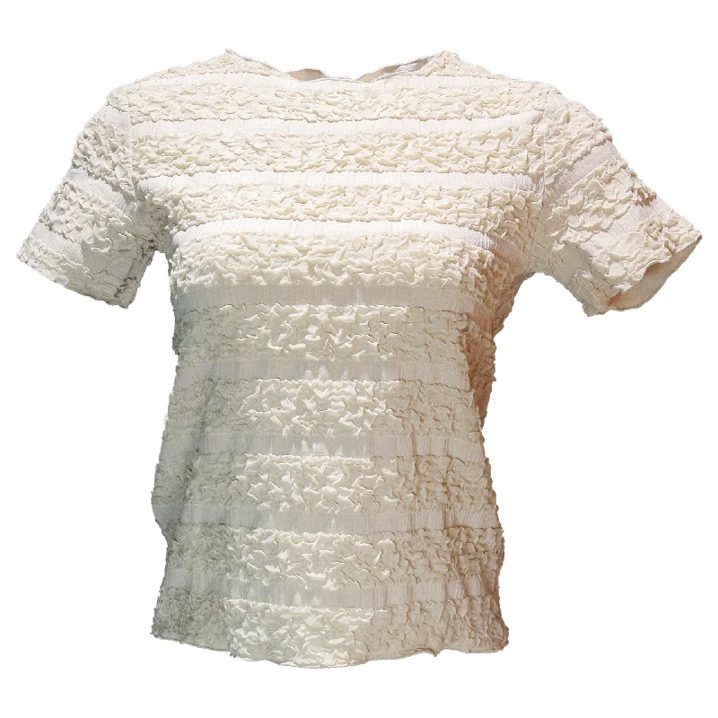 Cream Printed Rib T Shirt