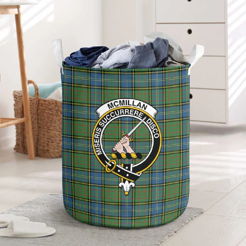 McMillan Hunting Ancient Tartan Laundry Basket with Family Crest