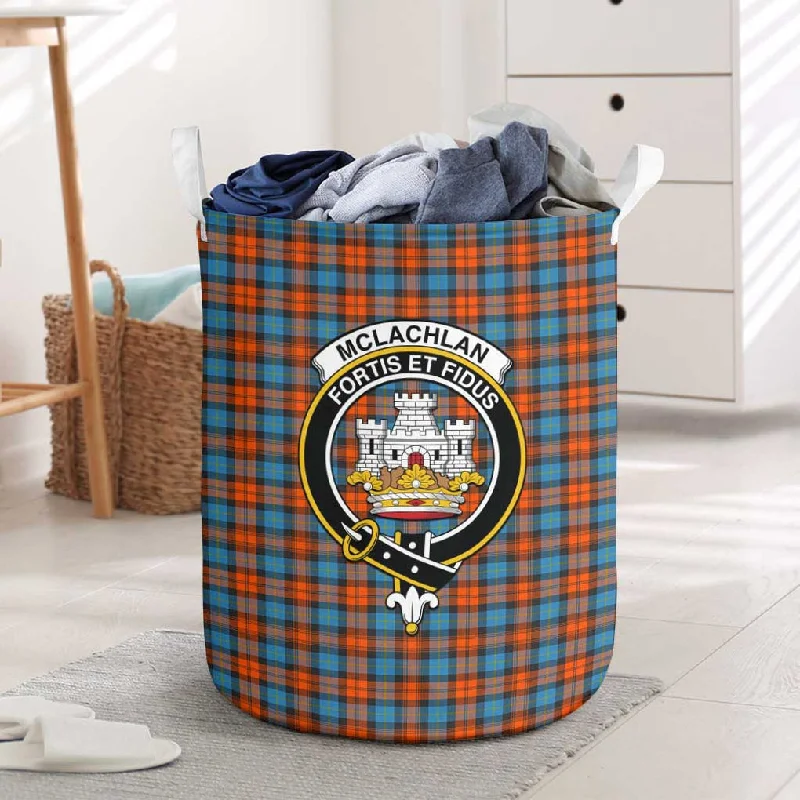 McLachlan Ancient Tartan Laundry Basket with Family Crest