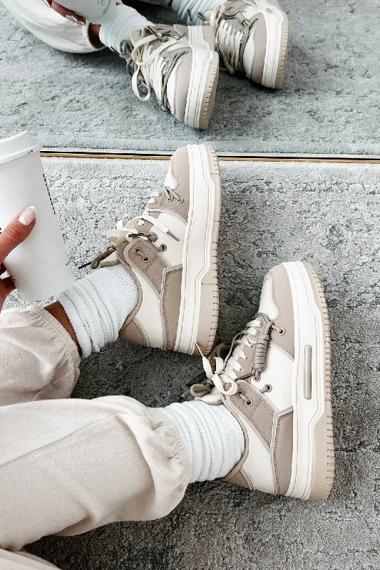 Two Way Street Platform Sneakers (Beige)