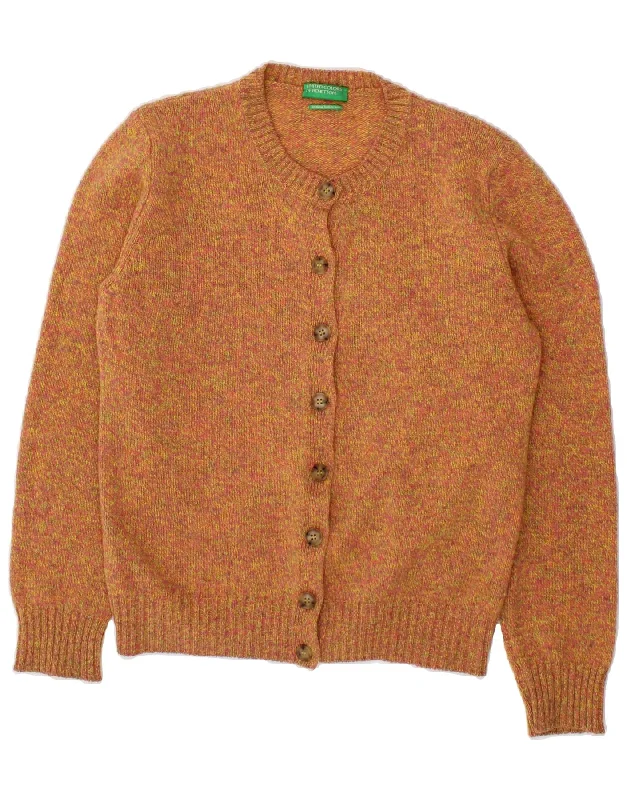 BENETTON Womens Cardigan Sweater UK 14 Medium Orange Flecked