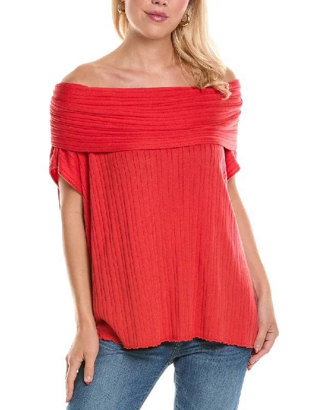 Planet Ribbed Off-The-Shoulder Top