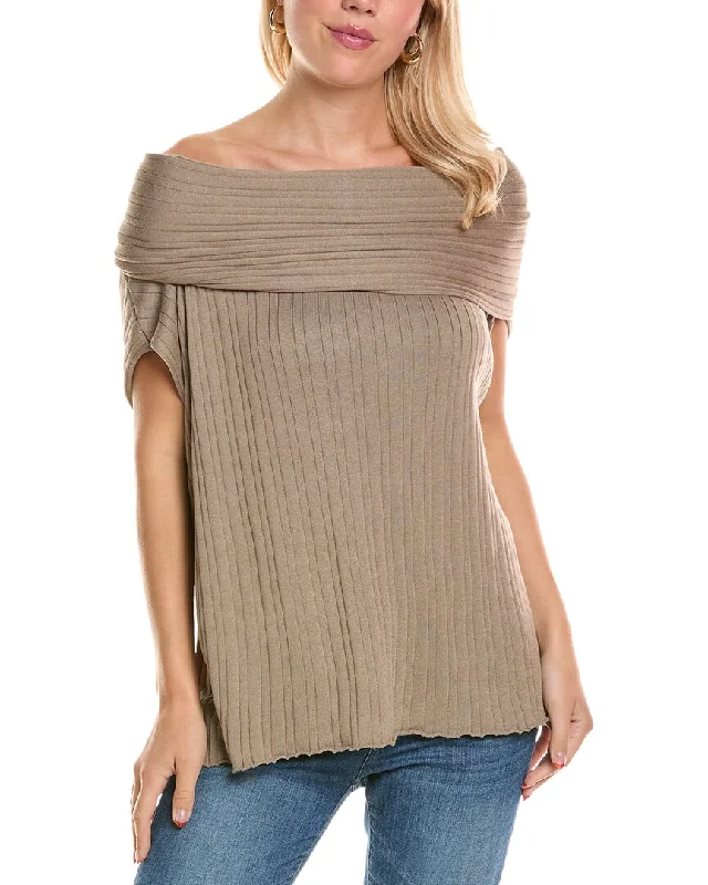 Planet Ribbed Off-The-Shoulder Top