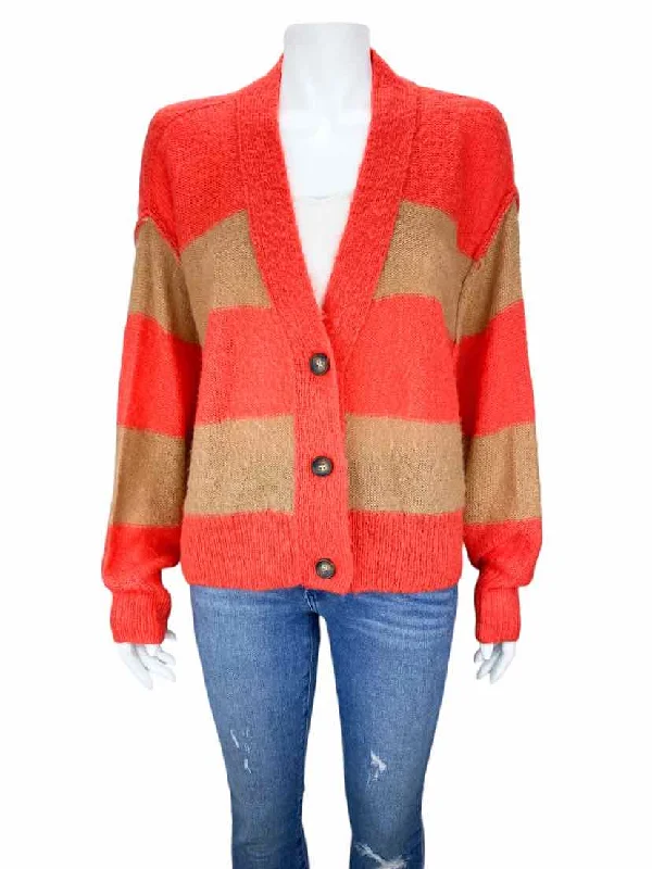 By Together Women's Striped Cardigan Sweater Orange/Multi Size S/M