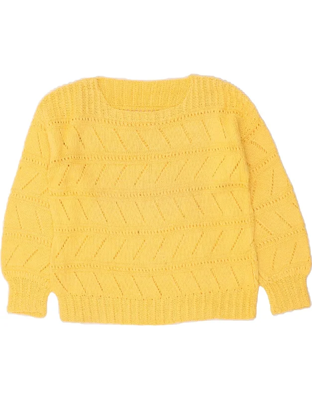 VINTAGE Womens Boat Neck Jumper Sweater UK 6 XS Yellow