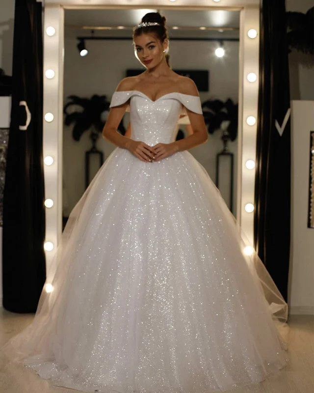 Princess /Ball Gown Wedding Dress Glitter Off The Shoulder