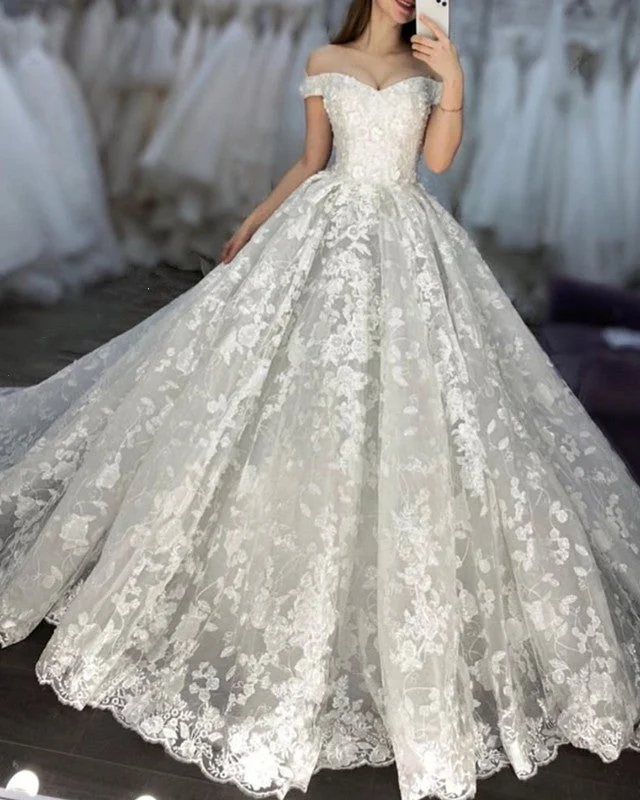 Lace Wedding Off The Shoulder Ball Gown Dress