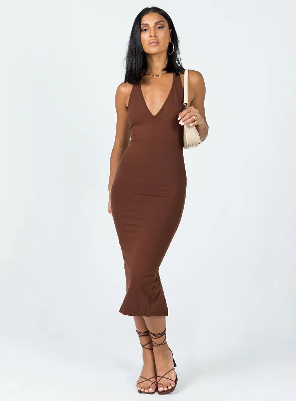 Aditya Midi Dress Brown