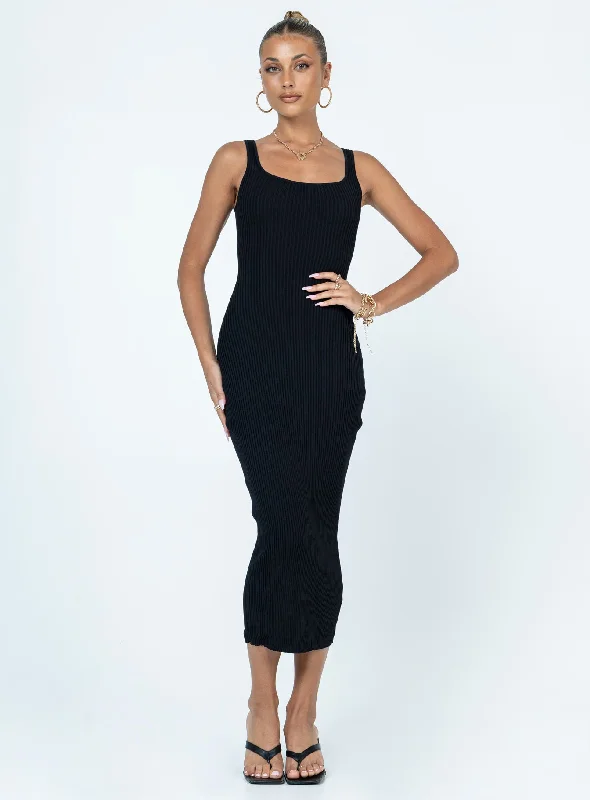 Gracie Knit Midi Dress Black