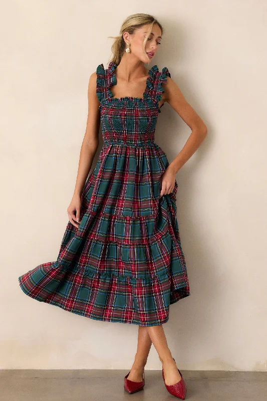 Pride And Joy Green Plaid Midi Dress