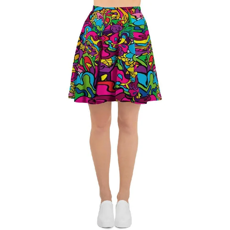 Cat Hippie Psychedelic Women's Skirt