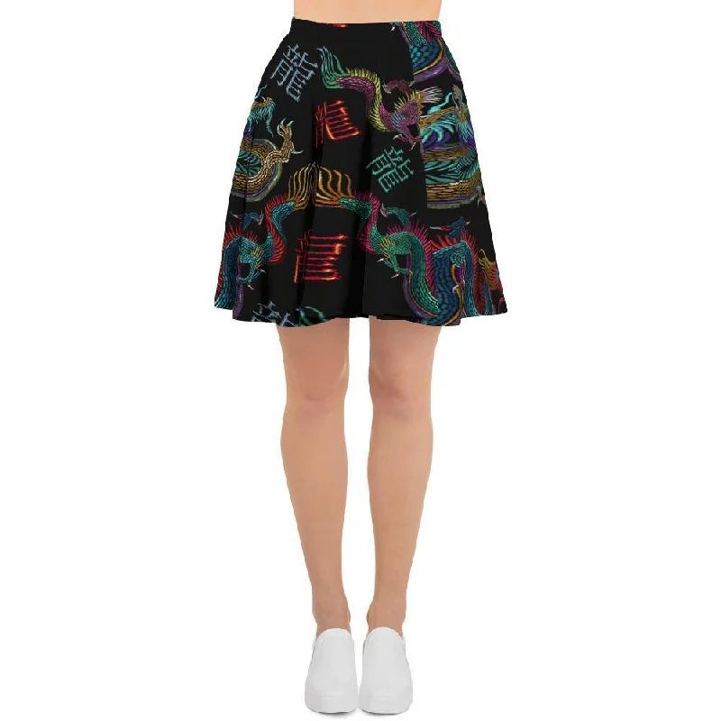 Chinese Dragon Character Print Women's Skirt