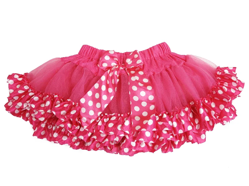 Hot Pink Tutu With Hot Pink-White Polka Dot Trim