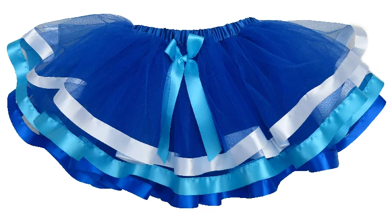 Royal Blue/Light blue/White Ribbon Trim Tutu