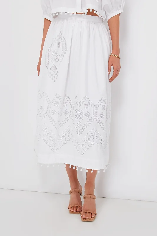 White Heart Eyelet Malaya Skirt