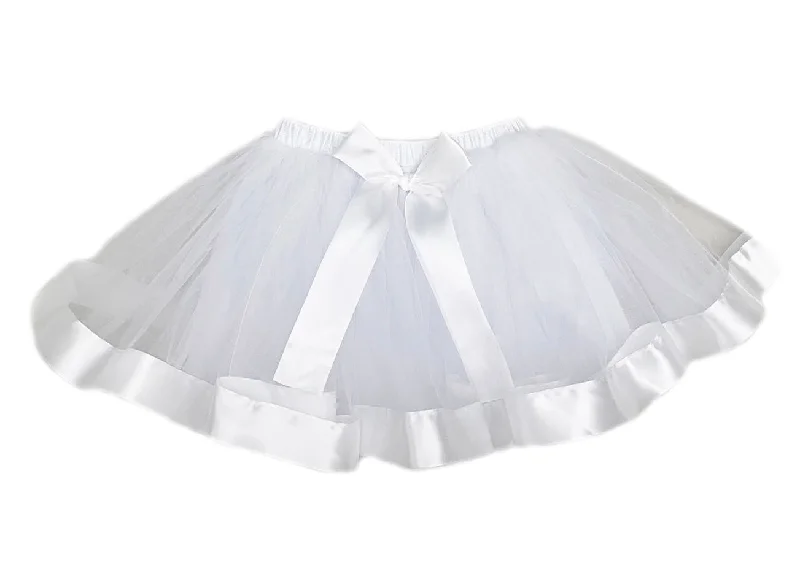 White Wide Ribbon Tutu Skirt