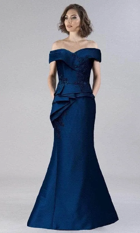 Gia Franco - Off Shoulder Sheath Formal Gown 12113 - 1 pc Navy In Size 10 Available