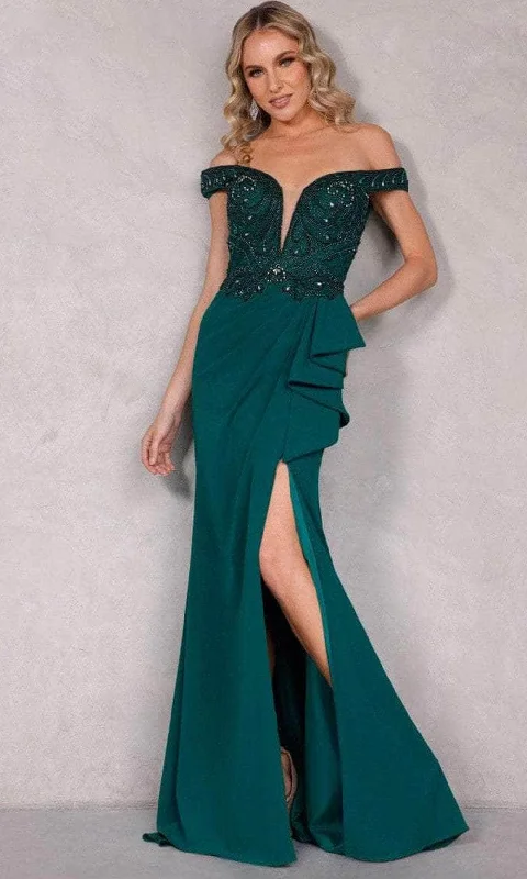 Terani Couture 2221M0381 - Off Shoulder Evening Dress with Slit