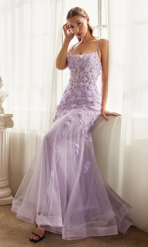 Floral-Applique Long Mermaid Prom Dress CD995