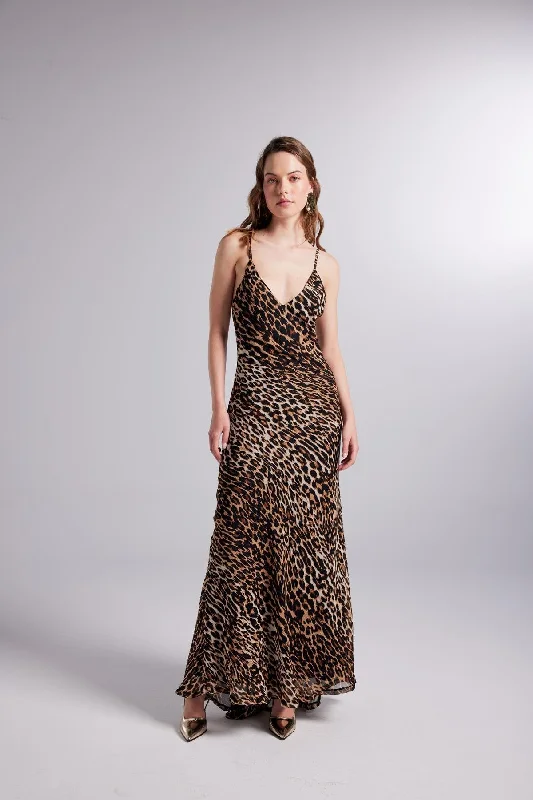 Venus Animal Printed Leopard Long Dress