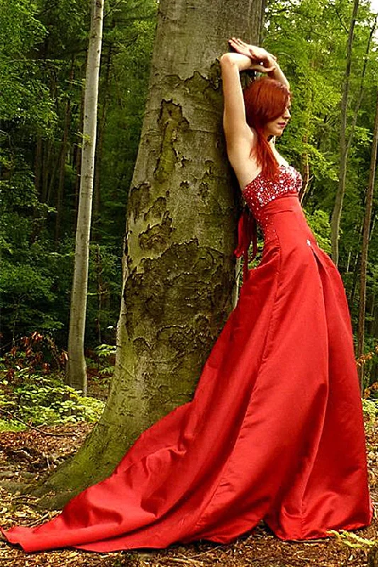 A-line Sweetheart Floor Length Charmuse Bow Backless Prom Dress