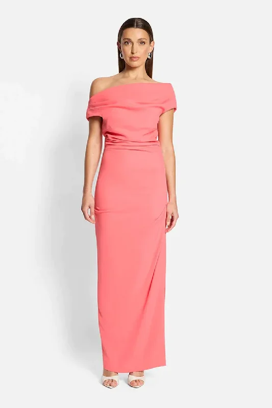 Alexis Off Shoulder Gown in Watermelon