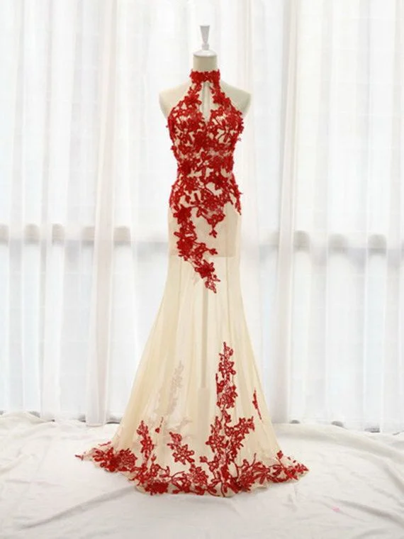 Beautiful Prom Dresses High Neck Floor-length Prom Dress/Evening Dress JKL087