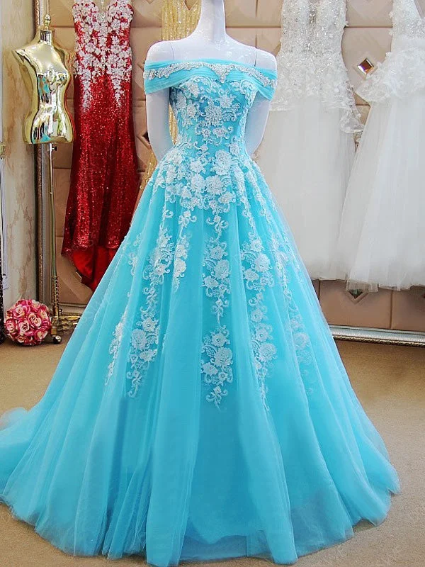 Beautiful Prom Dresses Off-the-shoulder Sweep/Brush Train Prom Dress Sexy Evening Dress JKL491