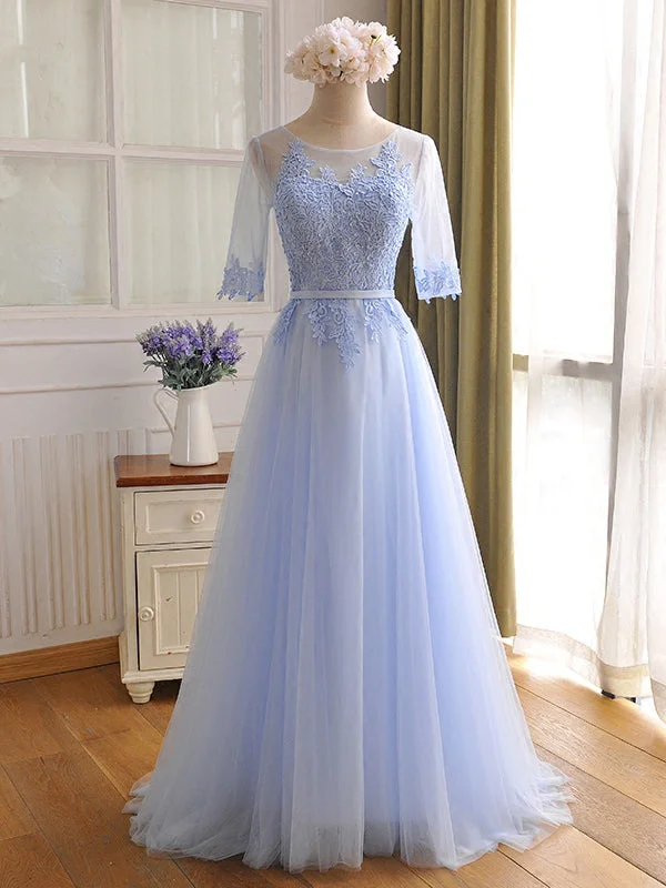 Beautiful Prom Dresses Scoop Appliques Floor-length Prom Dress/Evening Dress JKL079