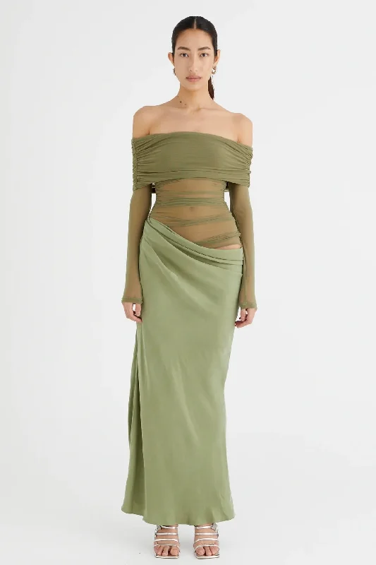 Benni Yasmin Off Shoulder Dress - Pistachio