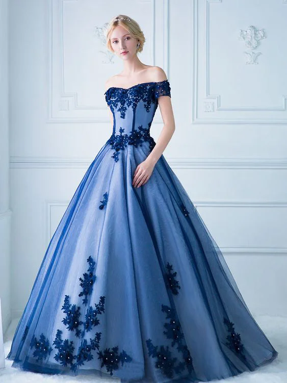 Chic Prom Dresses Off-the-shoulder Ball Gown Floor-length Prom Dress/Evening Dress JKL218