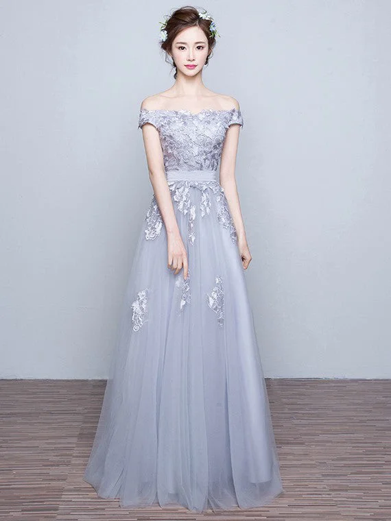 Chic Prom Dresses Off-the-shoulder Floor-length Prom Dress/Evening Dress JKL075