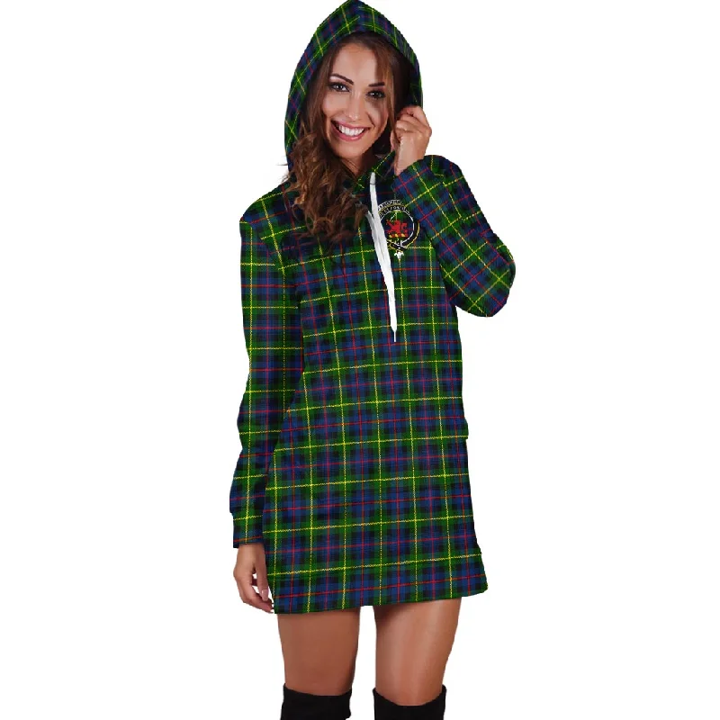 Farquharson Modern Tartan Hoodie Dress with Family Crest