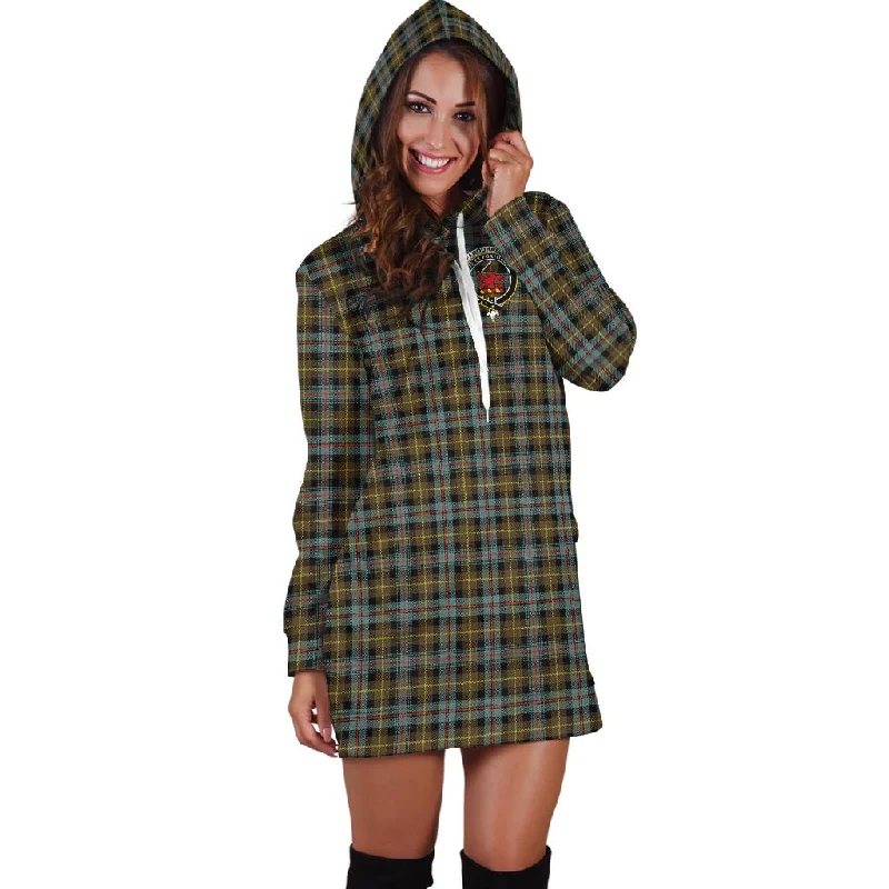 Farquharson Weathered Tartan Hoodie Dress with Family Crest