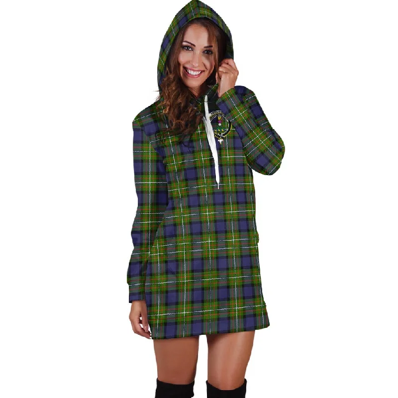 Ferguson Modern Tartan Hoodie Dress with Family Crest