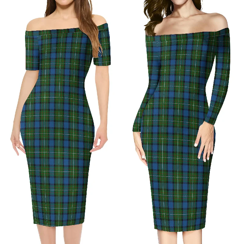 Ferguson of Atholl Tartan Off Shoulder Lady Dress