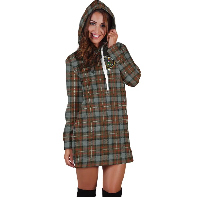 Ferguson Weathered Tartan Hoodie Dress with Family Crest