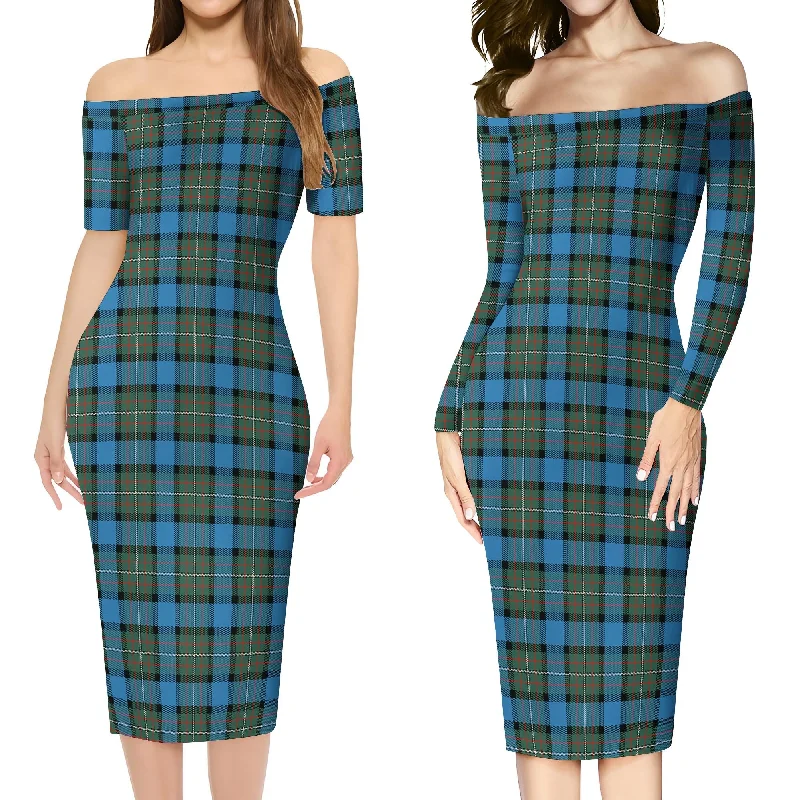 Fergusson Ancient Tartan Off Shoulder Lady Dress