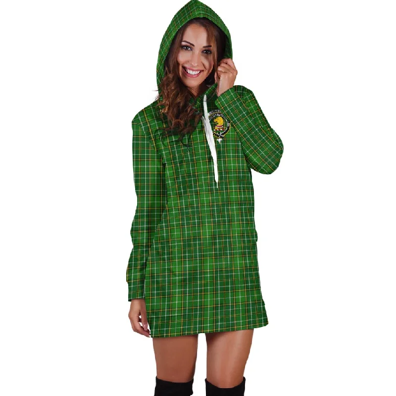 Forrester Hunting Tartan Hoodie Dress with Family Crest