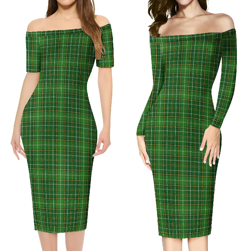 Forrester Hunting Tartan Off Shoulder Lady Dress