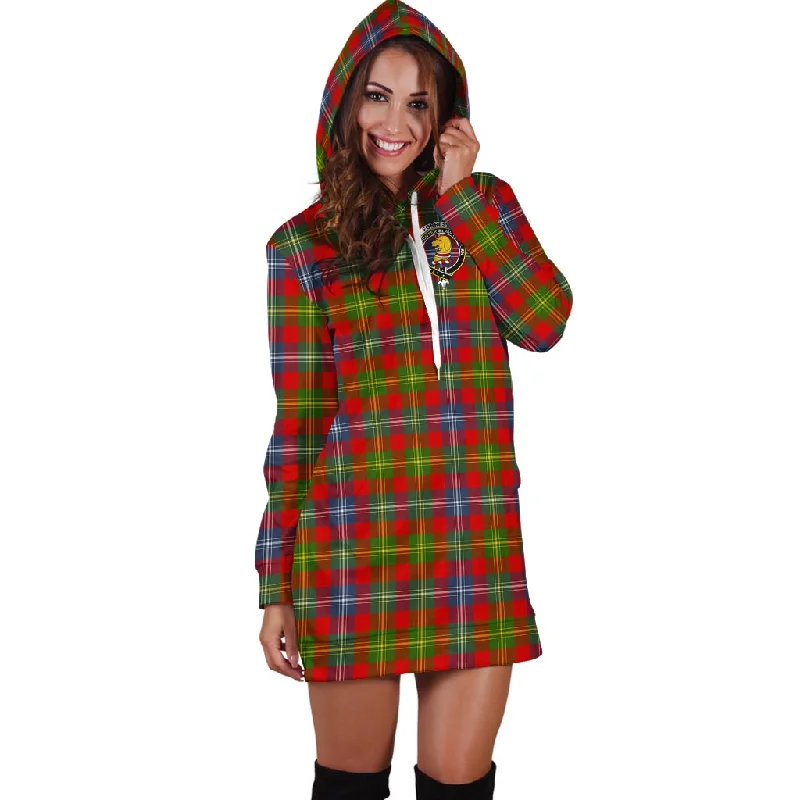 Forrester Modern Tartan Hoodie Dress with Family Crest