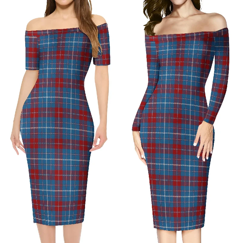 Frame Tartan Off Shoulder Lady Dress