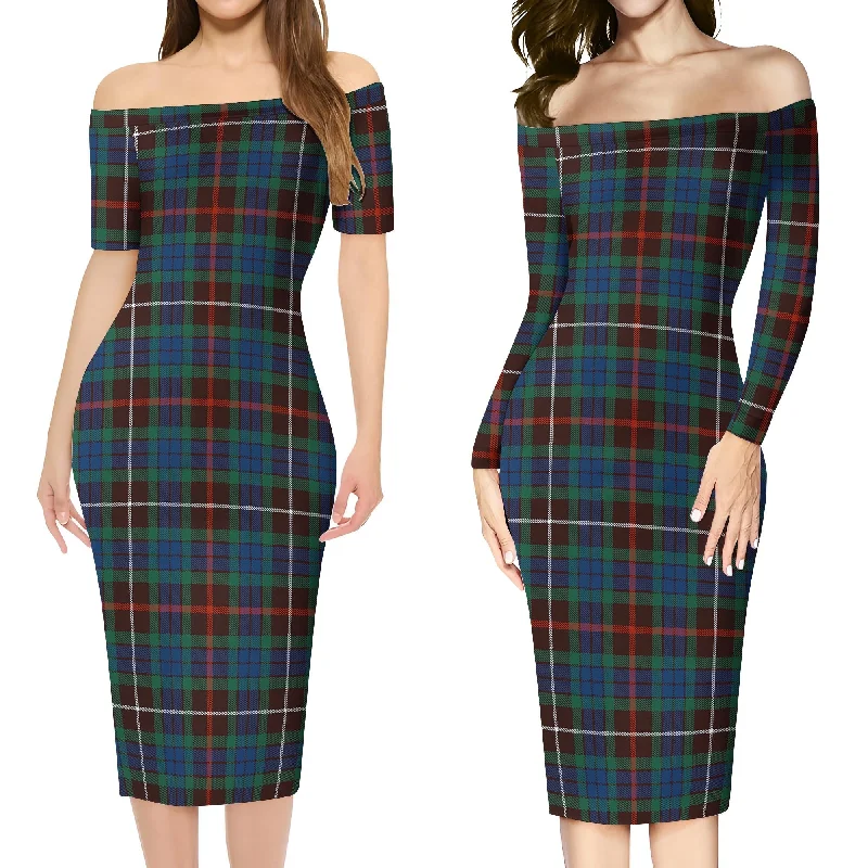 Fraser Hunting Ancient Tartan Off Shoulder Lady Dress