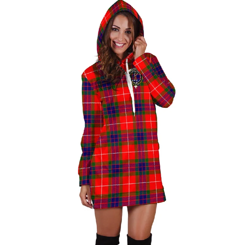 Fraser Modern Tartan Hoodie Dress with Family Crest