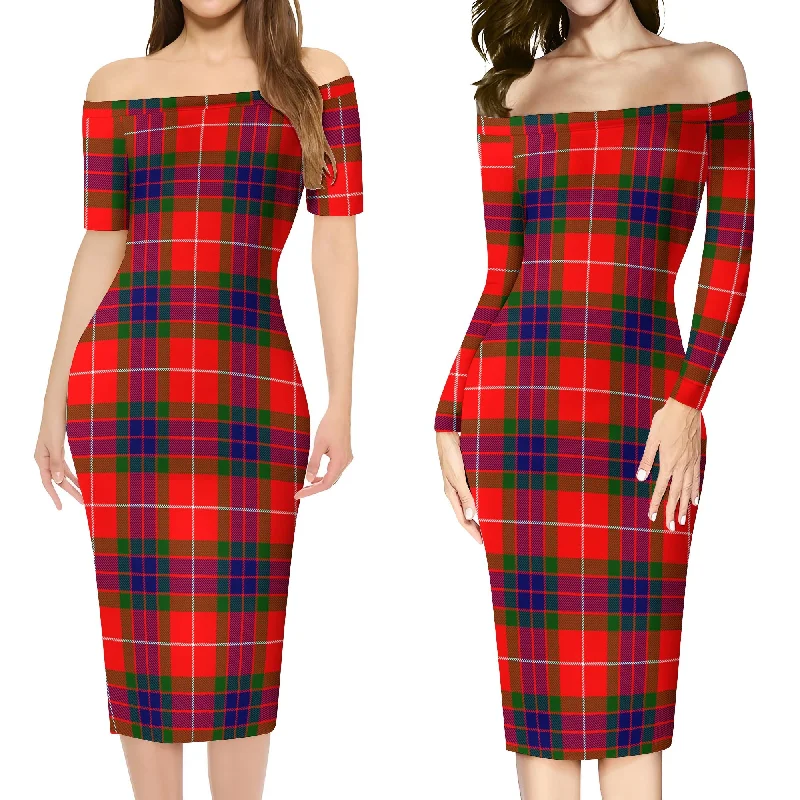 Fraser Modern Tartan Off Shoulder Lady Dress