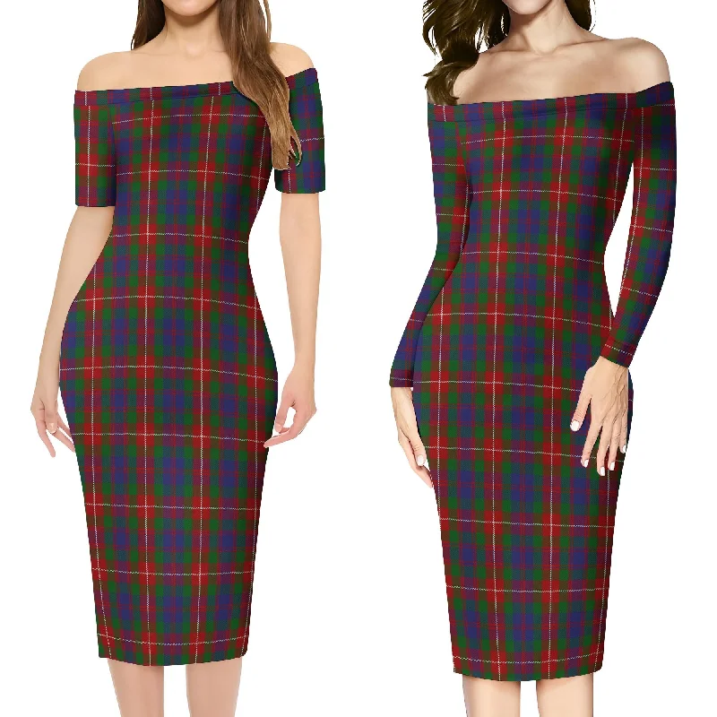 Fraser of Lovat Tartan Off Shoulder Lady Dress